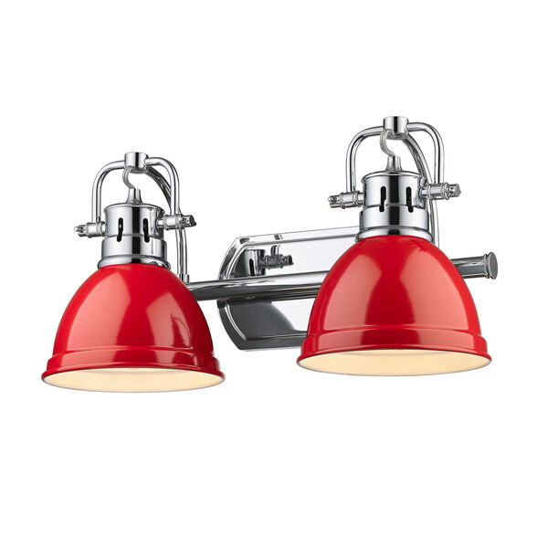 Duncan Chrome Two-Light Bath Vanity with Red Shades, image 1
